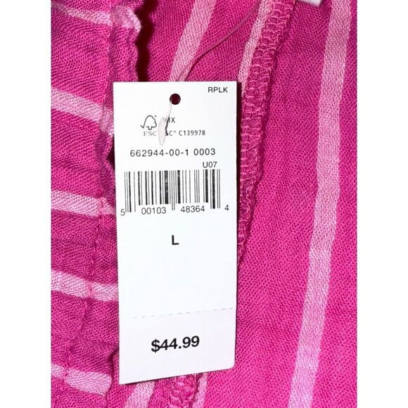 Gap Pull-On Gauze Shorts Fuchsia Pink Cotton Elastic Waist Striped Beach Large - Picture 12 of 14